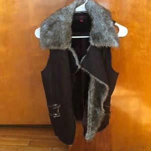 Brown faux fur vest